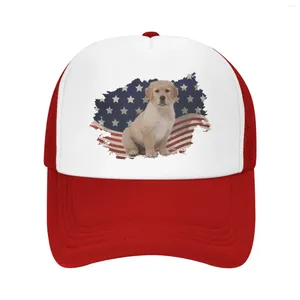 Ball Caps Golden Retriever American Flag USA Patriotic 4 lipca Prezent Mesh Cap Trucker Baseball Outdoor Sports Hat Tat