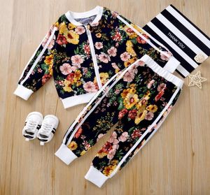 Vestiti per ragazze per bambini Set stampa floreale Felpa a maniche lunghe Pantaloni in cotone Bambino Autunno Tuta Tute da jogging 26T Intero Drop8866758