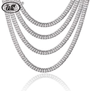 WK äkta 925 Sterling Silver Cuban Curb Men Chain Necklace Hip Hop Rapper Mens Chains 4mm 5mm 6mm 7mm 18 20 22 Inch W9 NM0032015