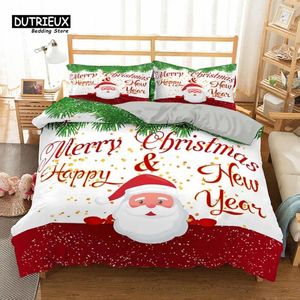 Bettwäsche-Sets Weihnachten Bettbezug Winter Thema Santa Claus Quilt Mikrofaser Cartoon Set Königin König Für Kind Erwachsene Jahr Geschenk