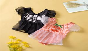 Kids Rompers Girls Boys Halloween Romper Niemowlę koronkową rękawie Czaszka Dyniowa Sumpin Summer Summer Fashion Ubrania dziecięce Z68993102090