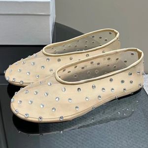 Venda quente mulheres strass ballet flats designer de pista de couro genuíno de alta qualidade fora andando plana com causal macio e confortável sapatos planos