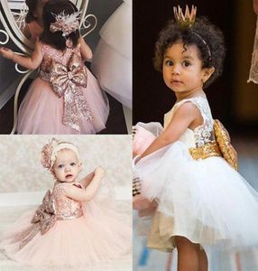 SS Kids Baby Girl -paljetter Boknot Dress Party Dresses Christmas Costume 010Y46761931407204