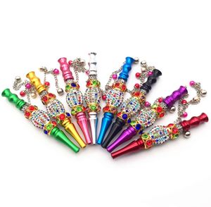 Handgjorda bling Blunt Holder Rökning Pipe Tool Metal Hookah Mouthpiece Mouth Tips Pendant Shisha Filter Smycken med Diamond7711437