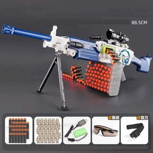 Arma Brinquedos M249 Manual Elétrico 2 Modos Submetralhadora Brinquedo Soft Bullet Chain Blaster Launcher Para Adultos Meninos Presentes De Aniversário Jogos Ao Ar Livre T240309