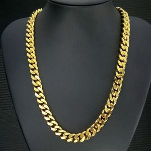 18k guldfylld vakuumplätering Mens Solid halsbandsmycken 11mm Bandbredd 5090 cm Längd halsband346283V