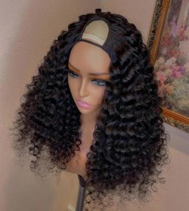 Glueless Deep Curly Wave Human Hair V Part Wigs Middle Part Unprocessed Full 250Density Peruvian Remy Water Curlys U Shape Wig6689664