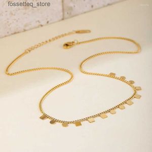 Pendant Necklaces Pendant Necklaces Stainless Steel Clavicle Chain Neckalce For Women Girl Shiny Round Pendent Fine Jewelry Gifts L240309