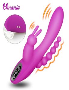 3 in 1 GSpot Rabbit Anal Dildo Vibrator Adult Sex Toys with 10 Vibrating Modes for Women Rechargeable Clitoris Vagina Stimulato Y8278410