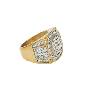 Męskie Kamienie Hip Hop Pierścienie Biżuteria Złota Diamentowy Diamentowy Pierścień Stal Staży