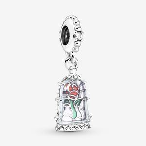 100% 925 Sterling Srebrny Zaklęty Rose Dangle Charm Fit Fit European Charms Bransoletka Moda Weselna zaręczyny Jewelr255f