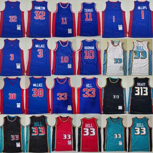 Maglia da basket retrò Chauncey Billups 1 Ben Wallace 3 Richard Hamilton 32 Isiah Thomas 11 Dennis Rodman 10 Grant Hill 33 Vintage per gli appassionati di sport Ritorno al passato