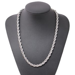 ed Rope Chain Classic Mens Jewelry 18k White Gold Filled Hip Hop Fashion Necklace Jewelry 24 Inches213n