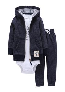 Baby Boy Girl Clothes Set Cotton Long Sleeve Hooded Jacket Pant Rompers New Born Infant Toddler Outfits Unisex Nyfödda kläder Y25129976