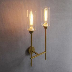 Lampada a muro Lampade in ferro nero in oro americano per soggiorno Luci vetrate in vetro DECURO INDUSTRIAL SPECCHIO SCONCE BAGNO