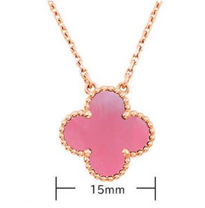 Designer pendant necklace Sweet VanCA Four Leaf Grass Womens Single Flower Double sided Pendant Red Agate Rose Gold White Fritillaria Collar Chain I3W0