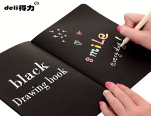 Deli A4 A5 Black Sketch Black Paper Stationery Notepad Sketch Book Drawing Dirary Journal Creative Notebook Gift1001165