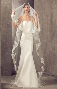 Cathedral Wedding Veils With Applique Lace Edge One Tier Vintage Bridal Veil Custom Made Without Comb2016586