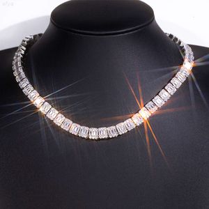 9mm VVS Moissanite Tennis Necklace Factory Custom Baguette Link Chain 925 Sterling Silver Fine Jewelry