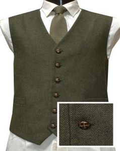 2019 Latest Emeral Green Wedding Groom Vests Wool Herringbone Tweed Vests Groomsmen Vest Mens Suit Vest Prom Blazers Waistcoat Plu7512029