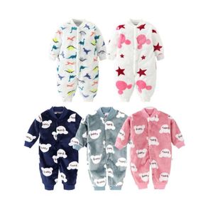 Macacão de bebê inverno recém-nascido roupas da menina do menino bonito impressão quente infantil bebê macio velo macacão pijamas roupas das meninas 1038039369