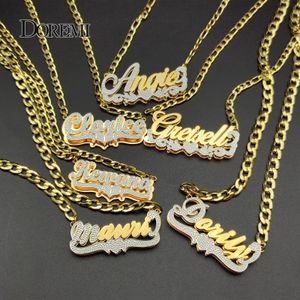 DOREMI Collana con targhetta personalizzata in acciaio inossidabile Collana con ciondolo 3D Gioielli con nome personalizzato personalizzato per donnaUomo 240228