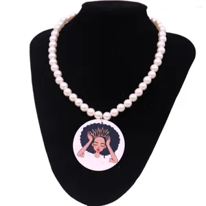 Hänghalsband abadon handgjorda naturliga trätryckta svarta kungliga flickor magiska choker pärla afrikanska etniska smycken