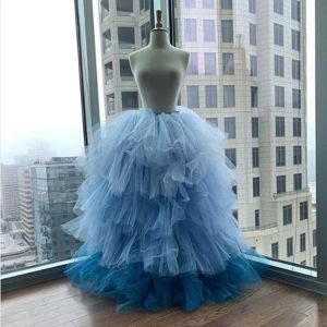 Saia foto real inchado tule tutu longo mulher saias feito sob encomenda babados camadas saia de baile festa noite vestido mujer faldas saias mulher