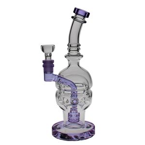 SAML 8,8 Zoll hohes Glas SOL EGG FAB Bong Shishas Seed Of Life Dab Rig Recycler Wasserpfeife Innengewindegröße 14,4 mm PG3001 (FC-EGG V2) Lila