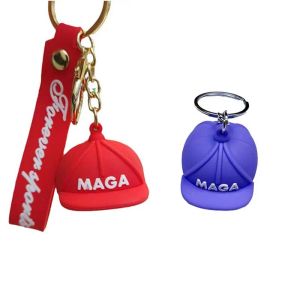 12 Styles Macaron Cartoon Trump Cap Keychain Söta biltillbehör Rummi nyckelringar