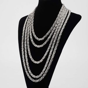 6mm Classic Mens Silver Byzantine Necklace Stainless Steel Chain Jewelry 45cm 50cm 60cm 70cm 75cm236g