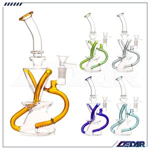 Klein Tornado Percolator Glass Recycler Bong Hookahs 10.6インチリサイクルウォーターパイプ14mmボウル付きオイルダブリグ