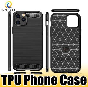 Capa de telefone de fibra de carbono para iPhone 14 Pro Max 13 12 11 XR 8 Plus LG Stylo 7 5G K92 TPU Borracha Capa protetora de celular izeso4960370