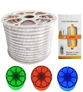 Faixa de led rgb ac 110v, à prova d'água, 5050 smd, corda neon, 60leds m, com fonte de alimentação, cortável em 1 metro, via9261137