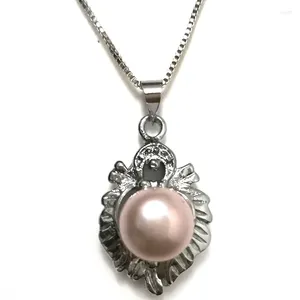 Pendant Necklaces Wholesale 16 22mm 10-11mm Natural Lavender Button Pearl 925 Sterling Silver Pendent Necklace