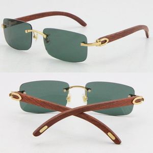 Hela säljer Rimless Decor Wood Fram Man Solglasögon 8200757 High-End Original Wood Outdoors Driving Glasses C Decoration 18275J