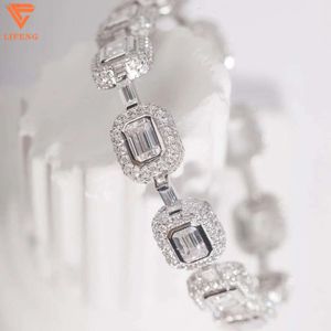 2023 Nya ankomst Fashion Jewelry 8mm Full Emerald Round Cut Diamond S925 Tenniskedja Iced Out VVS Moissanite Armband