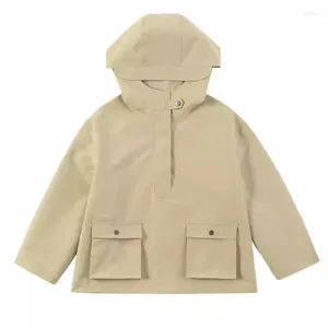 Jackor Spring Autumnjacket för Baby Boys Simple British Style Hooded Barn Jacketkläder Boy Water Proof Ytterkläder