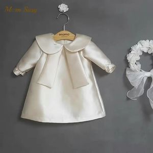 Baby Girl Princess Dress Long Sleeve Spädbarn Småbarn tonåringar Child Vintage Vestido Peter Pan Collar Party Pageant Birthday 1-16y 240307