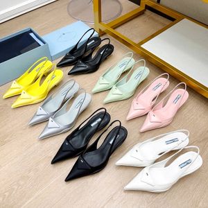 Dhgate borstade läder slingback pumpar designer prom klänningskor för kvinnor lyxiga smala högklack