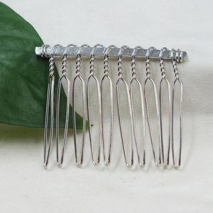 Grampos de cabelo 500pcs 10 dentes panela nupcial e pente de inserção bang.Acessórios de joias faça você mesmo pente de aço inoxidável de cabeça simples