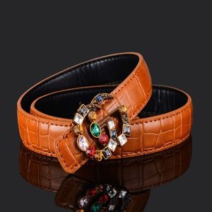 2024 New new children's belt Boy crocodile print fashion diamond smooth buckle belt