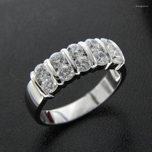 Кольца кластера оптом, европейские и американские простые двухрядные цирконовые мужские свадебные модные обручальные кольца для женщин и женщин, ювелирные изделия