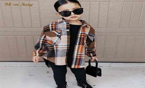 Fashion Baby Girl Plaid Shirt Jacket Cotton Warm Child Thick Loose Outfit Oversized Winter Spring Fall Clothes 314Y 2108023392325