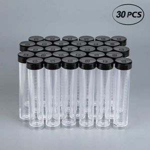 30Pcs Clear Plastic Tube Bead Containers with Black Screw-Top Lid for Small Parts Jewelry Findings Storage Bottle 240307