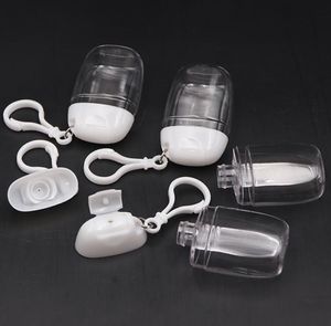 30 ml Hand Sanitizer Plastic Bottle Flip Bottles Petg Small Exempel Pack Hook burkar Portable Key Ring Clear Transparent7718649