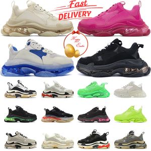 2024 Designer Shoes triple s Men Women Platform Sneakers Clear Sole Black White Grey Pink blue Royal Neon Green mens trainers Tennis Casual Shoes