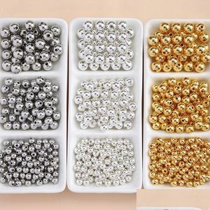 Acrylic Plastic Lucite 19Mm Acrylic Beads For Bracelets Necklace Earring Jewelry Making Supplies Round Gold Sier Color Loose Kit A Dhmb9