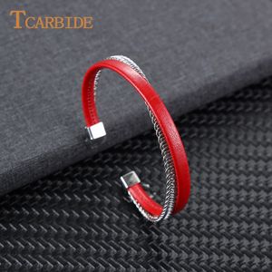 Women Premium Genuine Leather Bracelet Stainless Steel Accessories Beautiful Bangle for Girlfriend Festival Gift Size Adjustable 240226