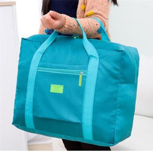 Duffelpåsar Travel Folding Pouch Waterproof Unisex Handväskor Kvinnliga bagageförpackning kuber totes stor kapacitet väska hela254D